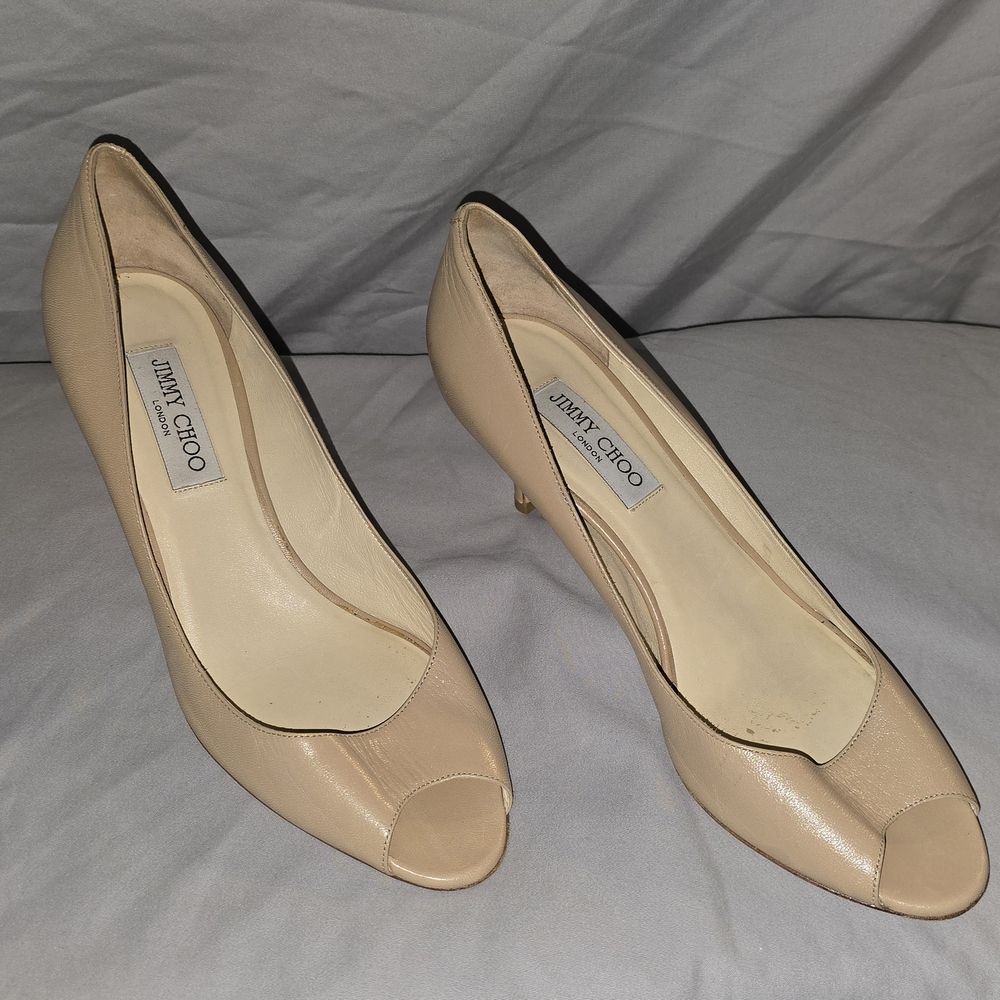 Jimmy Choo Nude Peep Toe Heels